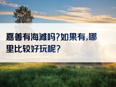 嘉善有海滩吗？如果有，哪里比较好玩呢？