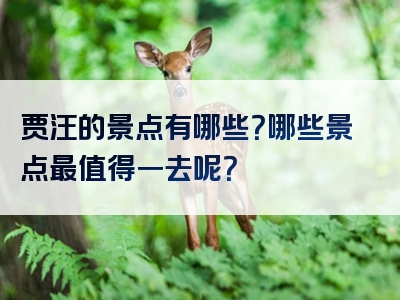 贾汪的景点有哪些？哪些景点最值得一去呢？