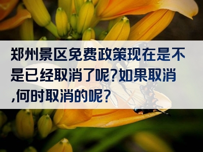 郑州景区免费政策现在是不是已经取消了呢？如果取消，何时取消的呢？