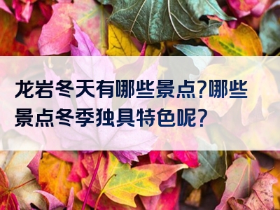 龙岩冬天有哪些景点？哪些景点冬季独具特色呢？