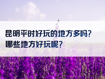 昆明平时好玩的地方多吗？哪些地方好玩呢？