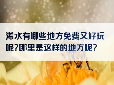 浠水有哪些地方免费又好玩呢？哪里是这样的地方呢？