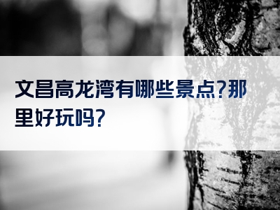 文昌高龙湾有哪些景点？那里好玩吗？