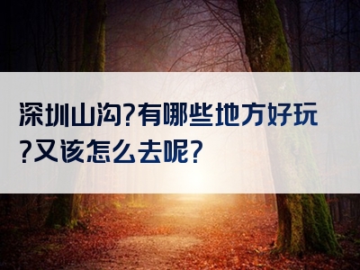 深圳山沟？有哪些地方好玩？又该怎么去呢？