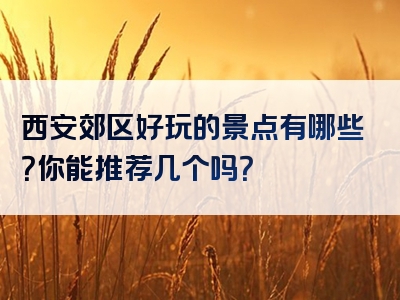 西安郊区好玩的景点有哪些？你能推荐几个吗？