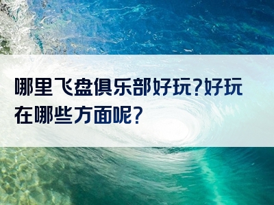 哪里飞盘俱乐部好玩？好玩在哪些方面呢？