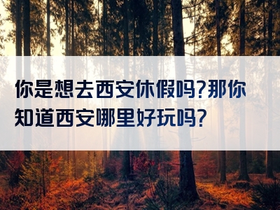 你是想去西安休假吗？那你知道西安哪里好玩吗？