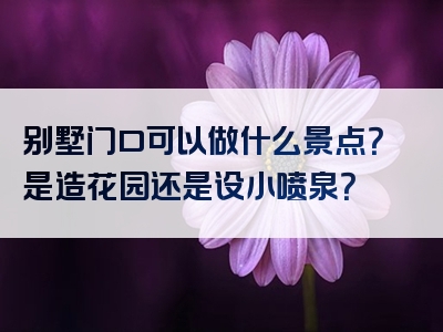 别墅门口可以做什么景点？是造花园还是设小喷泉？