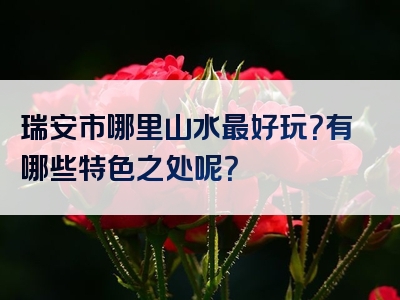 瑞安市哪里山水最好玩？有哪些特色之处呢？