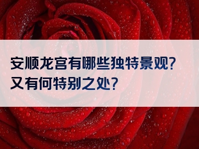 安顺龙宫有哪些独特景观？又有何特别之处？