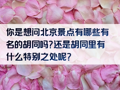 你是想问北京景点有哪些有名的胡同吗？还是胡同里有什么特别之处呢？