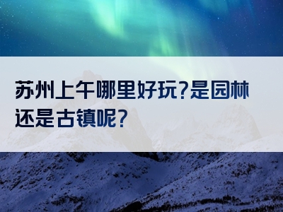 苏州上午哪里好玩？是园林还是古镇呢？