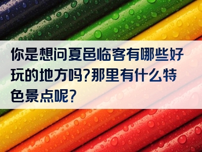 你是想问夏邑临客有哪些好玩的地方吗？那里有什么特色景点呢？