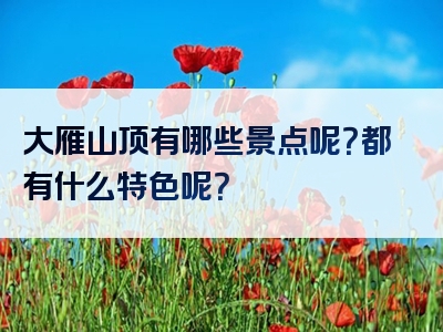 大雁山顶有哪些景点呢？都有什么特色呢？
