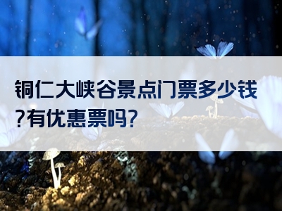 铜仁大峡谷景点门票多少钱？有优惠票吗？
