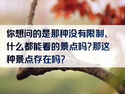 你想问的是那种没有限制、什么都能看的景点吗？那这种景点存在吗？