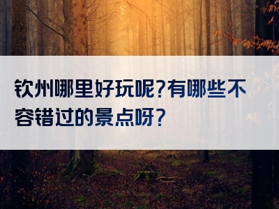 钦州哪里好玩呢？有哪些不容错过的景点呀？