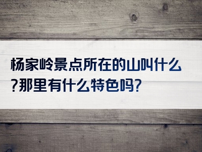 杨家岭景点所在的山叫什么？那里有什么特色吗？