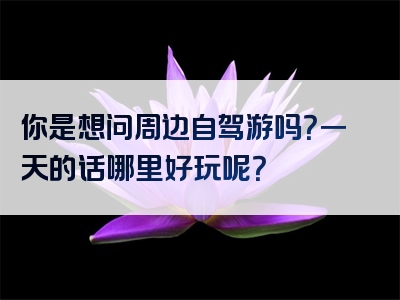 你是想问周边自驾游吗？一天的话哪里好玩呢？
