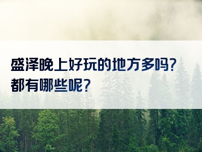 盛泽晚上好玩的地方多吗？都有哪些呢？