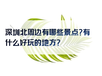 深圳北周边有哪些景点？有什么好玩的地方？