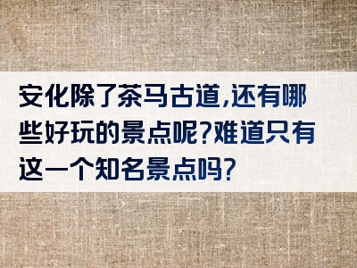 安化除了茶马古道，还有哪些好玩的景点呢？难道只有这一个知名景点吗？