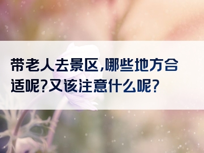 带老人去景区，哪些地方合适呢？又该注意什么呢？