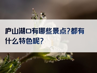 庐山湖口有哪些景点？都有什么特色呢？