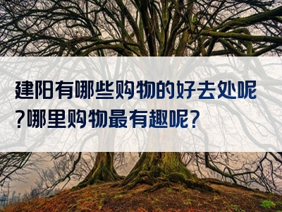 建阳有哪些购物的好去处呢？哪里购物最有趣呢？