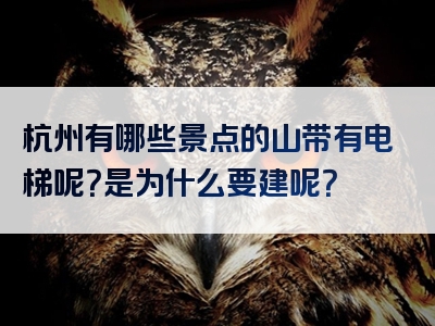 杭州有哪些景点的山带有电梯呢？是为什么要建呢？