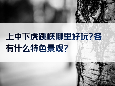 上中下虎跳峡哪里好玩？各有什么特色景观？