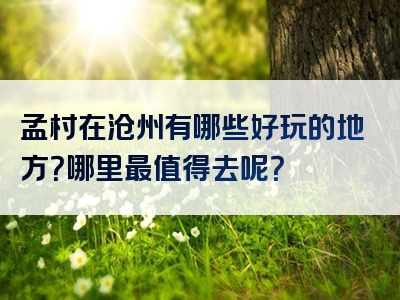 孟村在沧州有哪些好玩的地方？哪里最值得去呢？