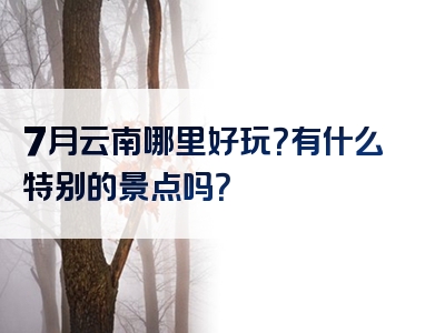 7月云南哪里好玩？有什么特别的景点吗？