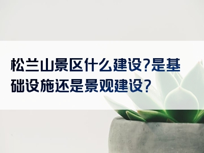 松兰山景区什么建设？是基础设施还是景观建设？