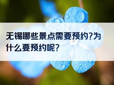 无锡哪些景点需要预约？为什么要预约呢？
