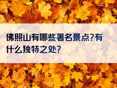 佛照山有哪些著名景点？有什么独特之处？
