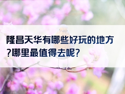 隆昌天华有哪些好玩的地方？哪里最值得去呢？