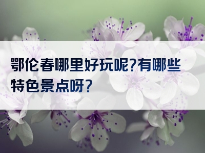 鄂伦春哪里好玩呢？有哪些特色景点呀？