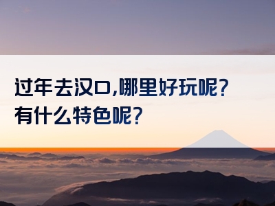 过年去汉口，哪里好玩呢？有什么特色呢？