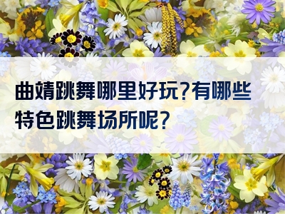 曲靖跳舞哪里好玩？有哪些特色跳舞场所呢？