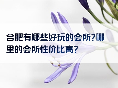 合肥有哪些好玩的会所？哪里的会所性价比高？