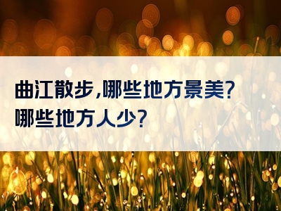 曲江散步，哪些地方景美？哪些地方人少？
