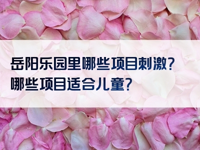 岳阳乐园里哪些项目刺激？哪些项目适合儿童？
