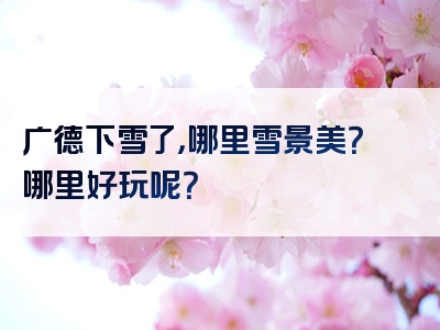 广德下雪了，哪里雪景美？哪里好玩呢？