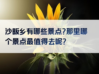 沙畈乡有哪些景点？那里哪个景点最值得去呢？