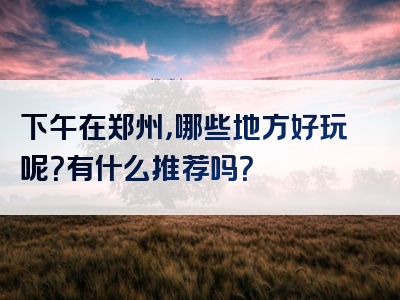 下午在郑州，哪些地方好玩呢？有什么推荐吗？
