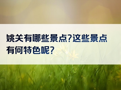 姚关有哪些景点？这些景点有何特色呢？