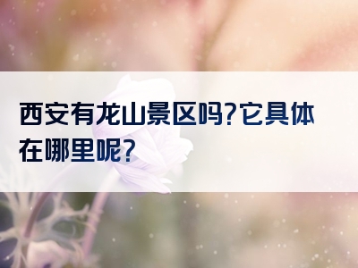 西安有龙山景区吗？它具体在哪里呢？