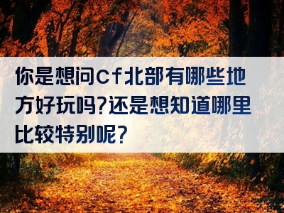 你是想问cf北部有哪些地方好玩吗？还是想知道哪里比较特别呢？