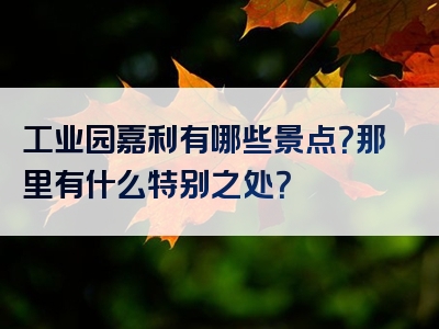 工业园嘉利有哪些景点？那里有什么特别之处？